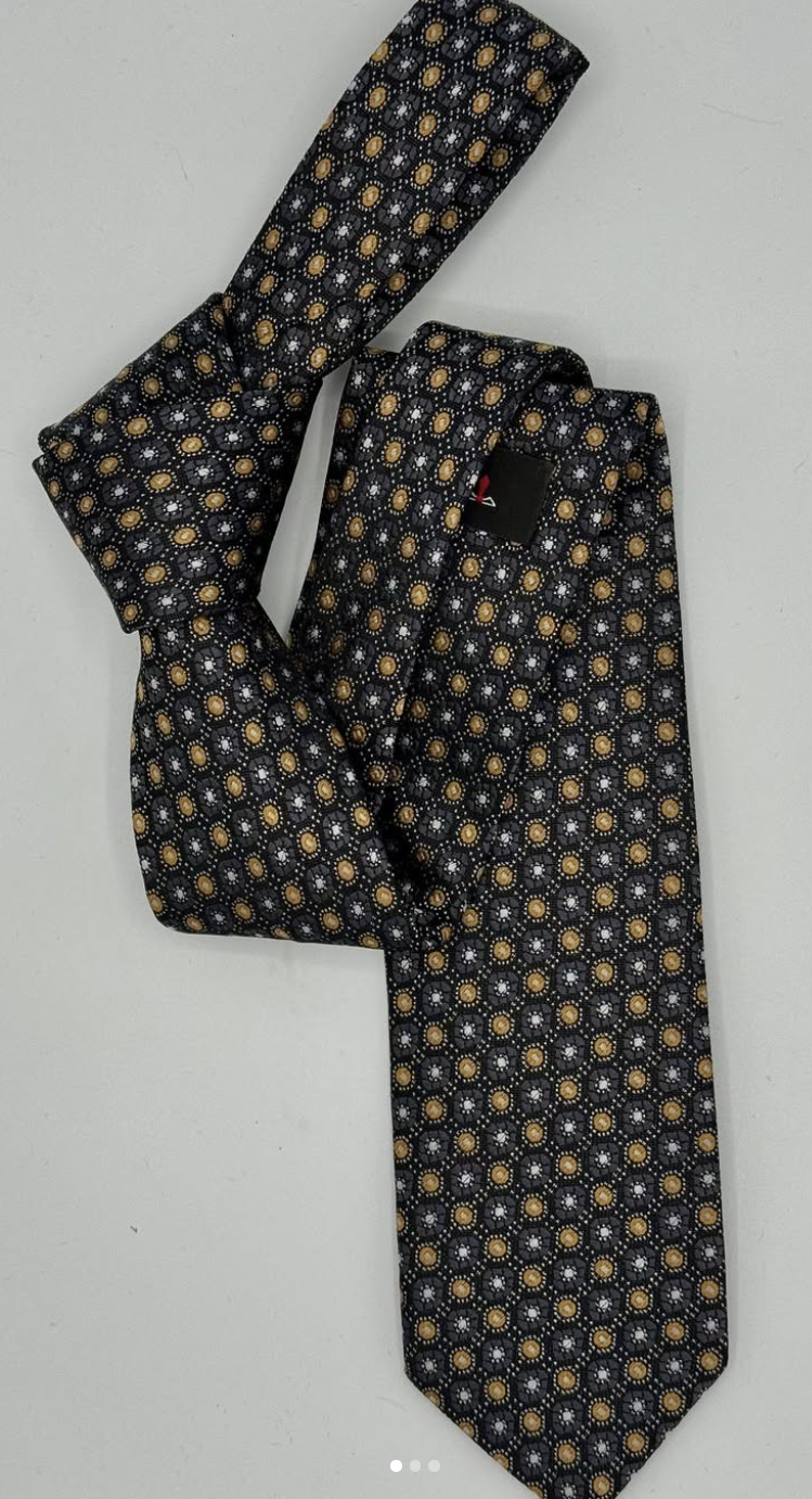 Cravate Noire à Motifs Médaillon